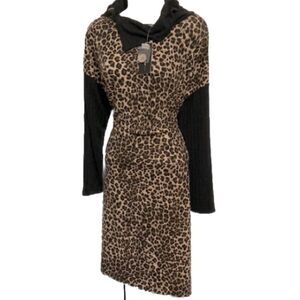 CHEETAH LEOPARD Print Sweater Dress by Robert Louis NEW Womens Medium